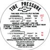 1968 Camaro SS F70X14" Tire Pressure Decal