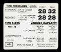 1972 Nova F60 x 15" Tire Pressure Decal