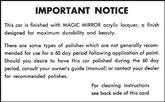Lacquer Paint Instructions / Important Notice Card