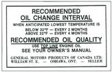 1968-71 Canadian Oil Change Decal