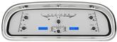 1960-63 Ford Falcon Dakota Digital VHX Instrument System - Silver Alloy Style Face - Blue Display