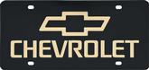 3D Acrylic Lazer-Tags™ Red Bow Tie Over Gold Chevrolet on a Black Background License Plate