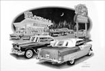 1955 Black And White print (55 Convertible AT Archies Diner)
