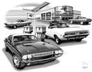 1970 Dodge Challenger Hardtop & Convertible AT Mobil StATion "Flash Back print"