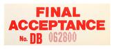 1984-94 Mustang Assembly Line Final Acceptance Decal