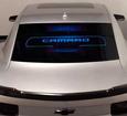 2010-15 Camaro Coupe - Windrestrictor Brand Glow Plate with Camaro Text and Blue LED
