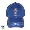 Ford Mustang; Hat; Ford, MUSTANG And Tri-Bar Running Pony Logo; Blue/Silver