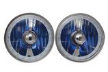 Redline 5-3/4" Round Elite Diamond Headlamps w/Multi Color Halo - w/Blue H4 Halogen Bulbs