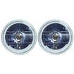 Redline 7" Round White Diamond Headlamps w/Multi Color Halo & Turn Signals - w/Blue H4 Halogen Bulbs