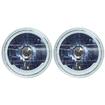 Redline 7" Round White Diamond Headlamps w/Single Color Halo & Turn Signals - Blue H4 Halogen Bulbs