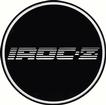 2-1/8" GTA Wheel Center Cap Emblem with Chrome IROC-Z Logo and Black Background