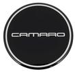 Wheel Center Cap Emblem; with Chrome Camaro; Black Background; 2-15/16"; with R15 Wheel 
