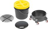 Grit Guard Deluxe Wash System 3.5 Gallon Black Pail with Yellow Lid - Dolly and Seat Cushion