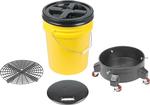 Grit Guard Deluxe Wash System 5 Gallon Yellow Pail with Black Lid - Dolly and Seat Cushion