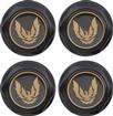 1982-92 Firebird - Wheel Center Cap Set - Flat Black w/ Late Gold Bird Emblem & Metal Clips (4 pc)