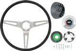 1969-72 Comfort Grip Steering Wheel Kit  - with Tilt Wheel - Silver Spokes- Black Grip