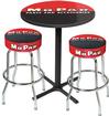 Mopar Black/Red Logo Pub Table & Stool Set - Black Base With 2 Chrome Stools (3-Piece); Style 3