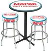 Mopar Logo Pub Table & Stool Set - Black Base Table With 2 Chrome Stools (3-Pc); Style 5