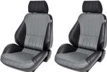 Procar Rally XL Recliner Bucket Seats with Headrests - Black Vinyl / Gray Velour