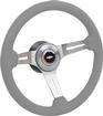 1969-94 ith Tilt Column Gray Leather / Brushed Spoke 14" Steering Wheel Kit with Bow Tie Horn Cap