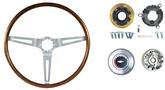 1967-68 Chevrolet Car, 1967-72 Chevrolet Truck; Walnut Wood Steering Wheel Kit; 16" Diameter; N34 Option