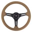 14" Tan Leather Steering Wheel w/Black Spokes and Pontiac Horn Cap