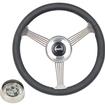 1957-72 Banjo-Style Leather Steering Wheel with Stainless Spokes
