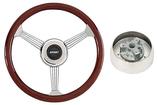 1957-72 Banjo Style Mahogany Steering Wheel with Stainless Center Spokes