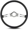 Lecarra Teardrop 2 Steering Wheel; Polished Stainless Steel Spokes; Black Leather Grip; 6-Bolt; 15" Diameter