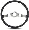 Lecarra Two Smooth Steering Wheel; Polished Stainless Steel Spokes; Black Leather Grip; 6-Bolt; 15" Diameter