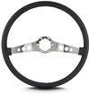Lecarra SS Steering Wheel; Polished Stainless Steel Spokes; Black Leather Grip; 6-Bolt; 15" Diameter