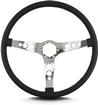 Lecarra Hot Rod Steering Wheel; Polished Stainless Steel Spokes; Black Leather Grip; 6-Bolt; 15" Diameter