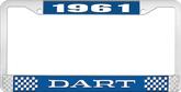 1961 Dart License Plate Frame - Blue and Chrome with White Lettering