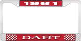 1961 Dart License Plate Frame - Red and Chrome with White Lettering