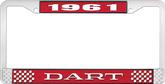 1961 Dart License Plate Frame - Red and Chrome with White Lettering