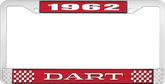 1962 Dart License Plate Frame - Red and Chrome with White Lettering