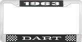 1963 Dart License Plate Frame - Black and Chrome with White Lettering
