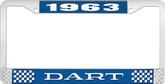 1963 Dart License Plate Frame - Blue and Chrome with White Lettering