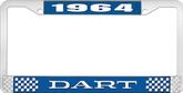 1964 Dart License Plate Frame - Blue and Chrome with White Lettering