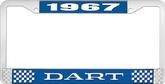 1967 Dart License Plate Frame - Blue and Chrome with White Lettering