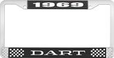 1969 Dart License Plate Frame - Black and Chrome with White Lettering