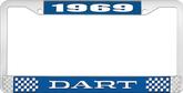 1969 Dart License Plate Frame - Blue and Chrome with White Lettering