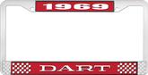 1969 Dart License Plate Frame - Red and Chrome with White Lettering