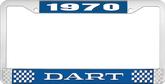 1970 Dart License Plate Frame - Blue and Chrome with White Lettering