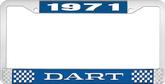 1971 Dart License Plate Frame - Blue and Chrome with White Lettering