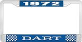 1972 Dart License Plate Frame - Blue and Chrome with White Lettering