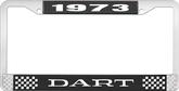 1973 Dart License Plate Frame - Black and Chrome with White Lettering