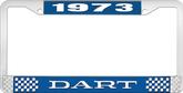 1973 Dart License Plate Frame - Blue and Chrome with White Lettering