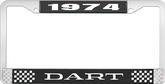 1974 Dart License Plate Frame - Black and Chrome with White Lettering