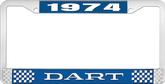 1974 Dart License Plate Frame - Blue and Chrome with White Lettering